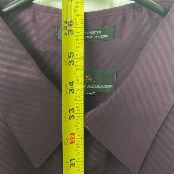 Pre-Owned Stacy Adams Men Purple Striped Button Up Long Sleeve Collar Shirt, XXL - Picture 9 of 11